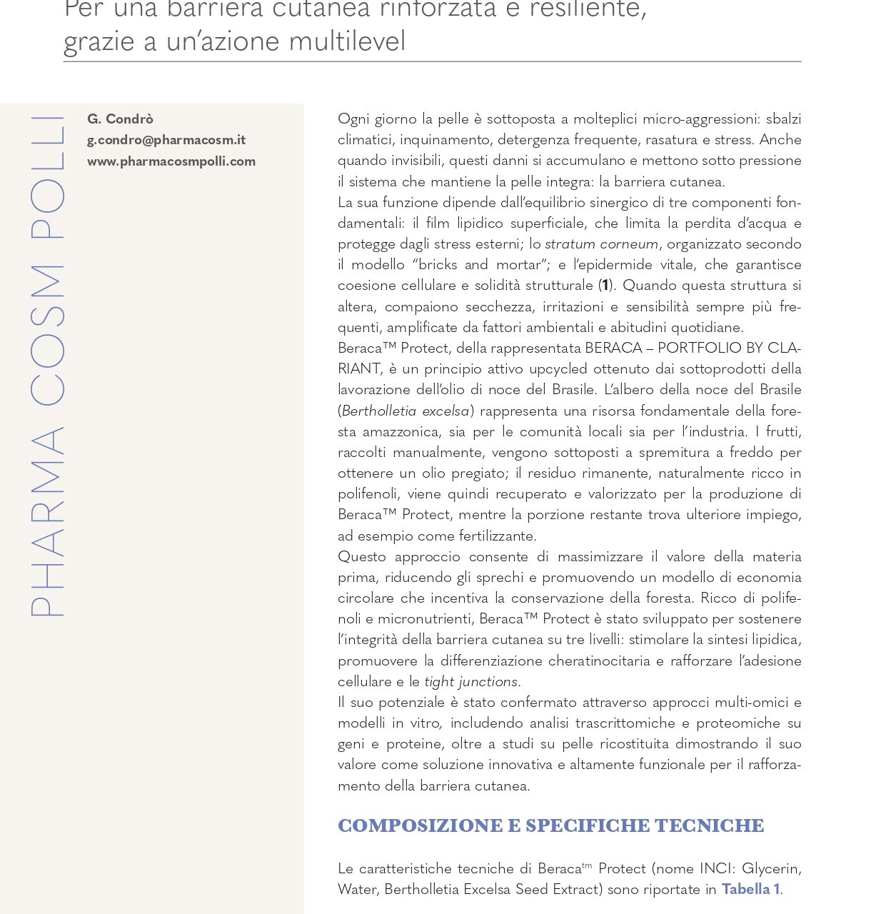 Beraca™ Protect (Beraca) – Cosmetic Technology n. 3/2026
